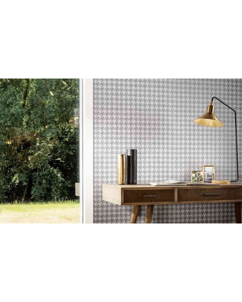 Papel Pintado 12081 PIED DE POULE - FLAMANT