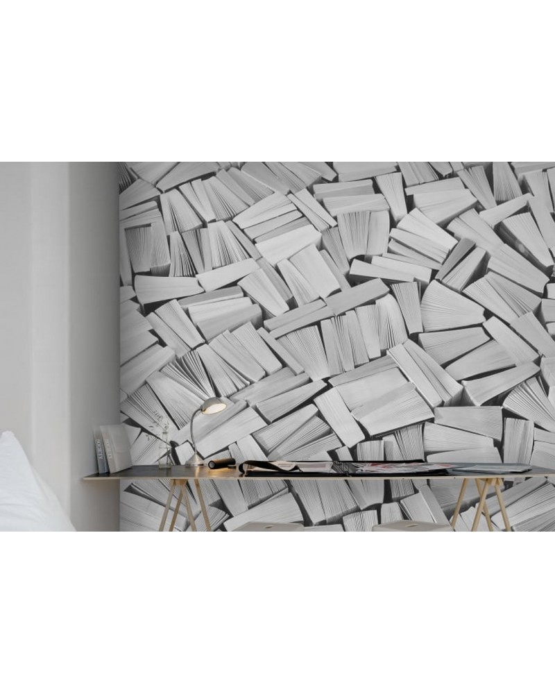 Papel Pintado R11513 Books, white - REBEL WALLS