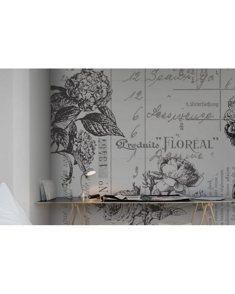 Papel Pintado R12642 Floral, black&white - REBEL WALLS