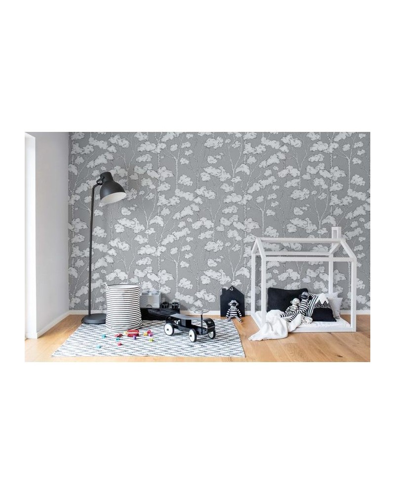 Papel Pintado R15332 Animal Tree, Grey - REBEL WALLS