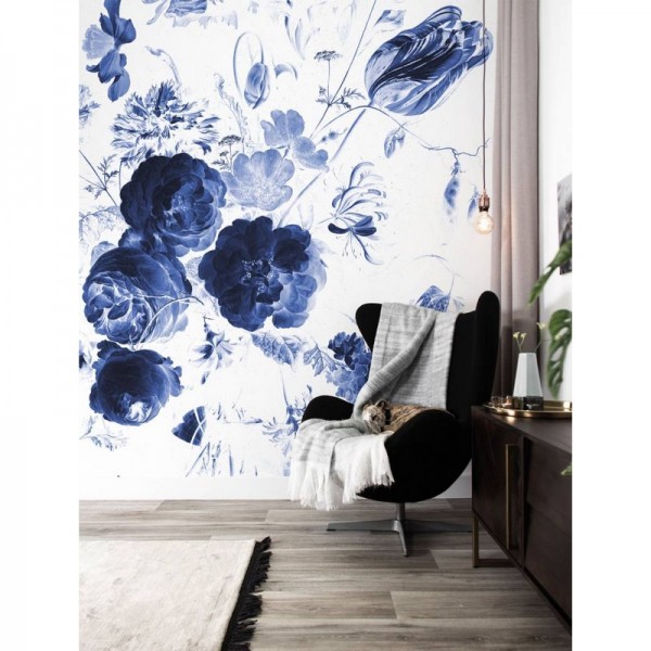 Papel Pintado WP-207 Wall Mural Royal Blue Flowers 1 - KEK AMSTERDAM