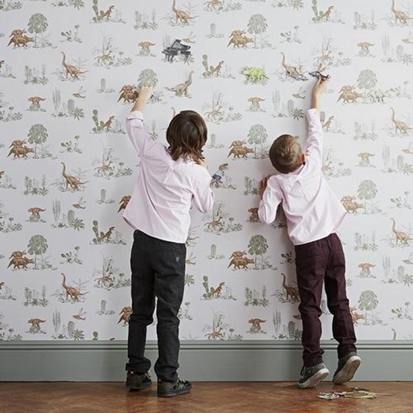 Papel Pintado Classic Dino Wallpaper Pink Green - SIAN ZENG