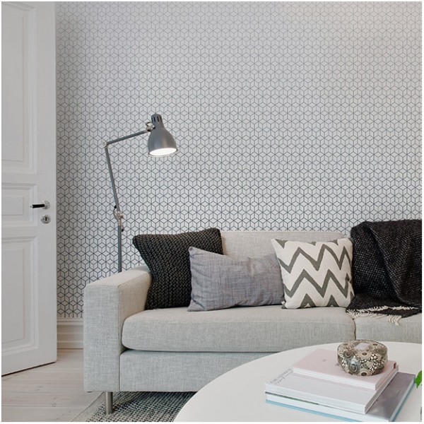 Papel Pintado KUBE-SLATE-BLUE DOM5-4 - LES DOMINOTIERS