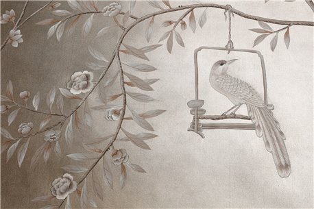 Salon Vert Colourway SC-113 on Pewter gilded silk with embroidery