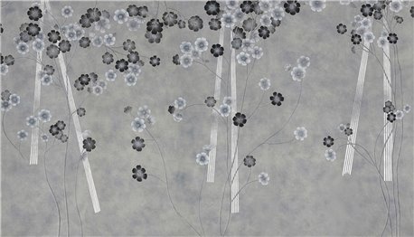 Anemones in Light Dusk on custom grey painted Xuan paper