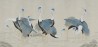 Sarus Cranes Full custom on Icefield dyed silk