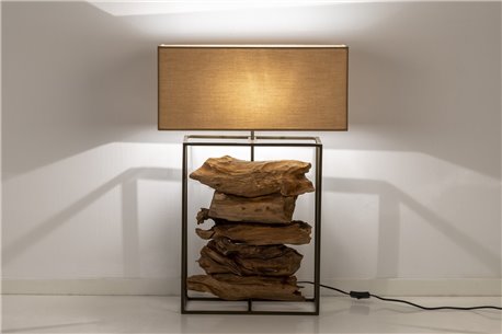 LAMPARA SOBREMESA MADERA KANDY REF-907012