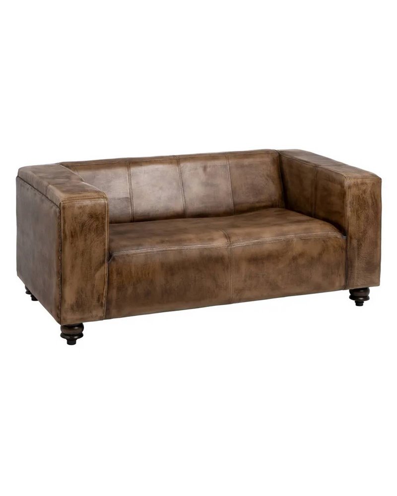SOFÁ 2 PLAZAS MARRÓN PIEL SALÓN 146 X 76 X 63 CM REF.606277 SOFÁ 2 PLAZAS MARRÓN PIEL SALÓN 146 X 76 X 63 CM REF.606277