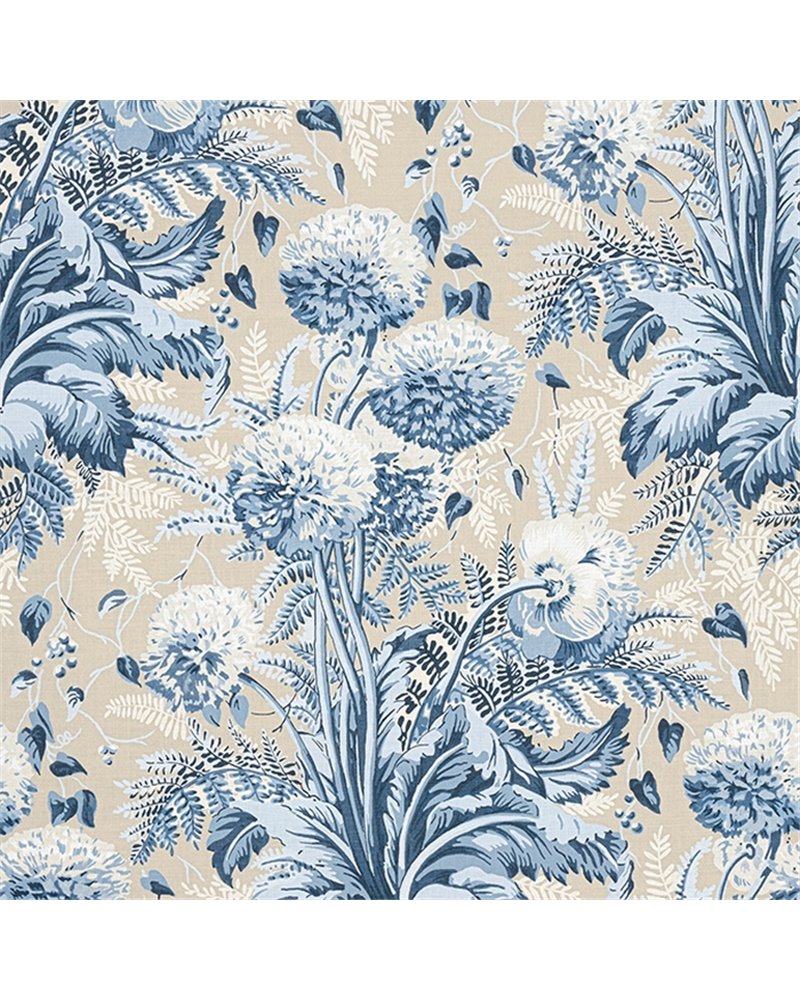 Dahlia Navy On Linen AF24540 Dahlia Navy On Linen AF24540