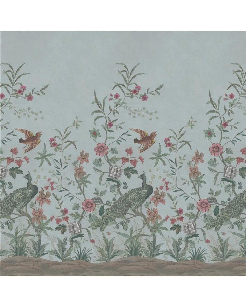 Peacock Toile Scene 1 Sky Blue PJD6013-02 Peacock Toile Scene 1 Sky Blue PJD6013-02