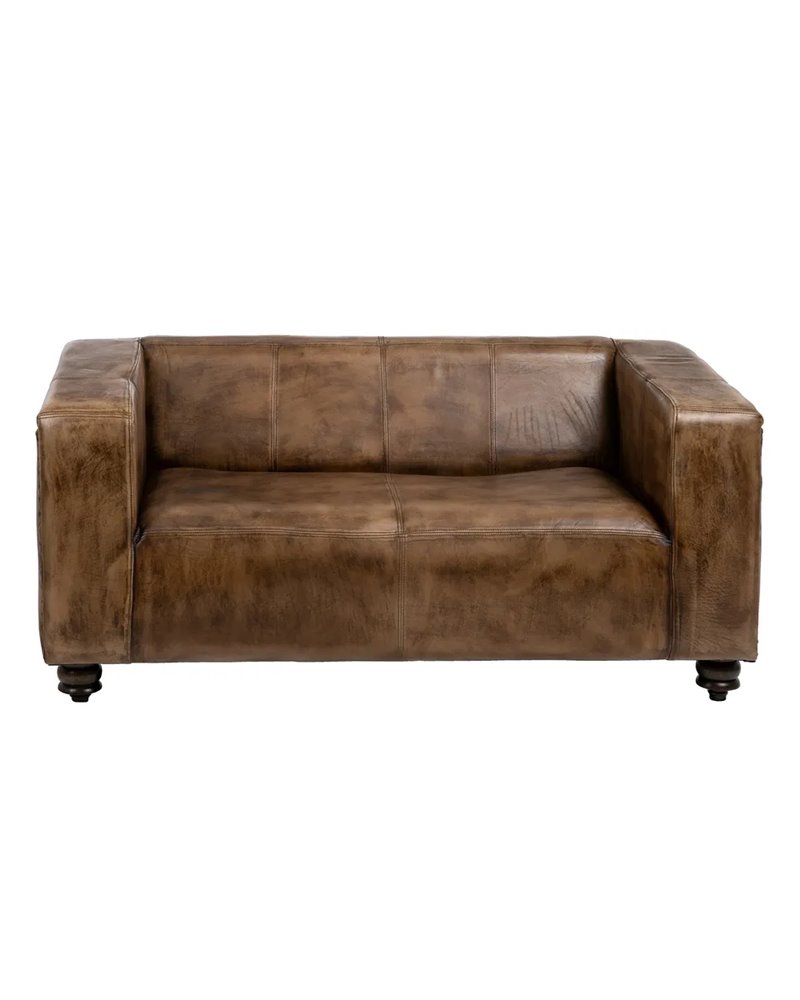 SOFÁ 2 PLAZAS MARRÓN PIEL SALÓN 146 X 76 X 63 CM REF.606277