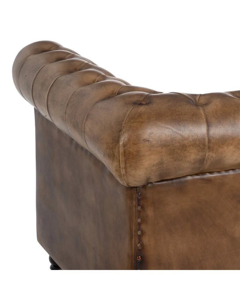 SOFÁ 2 PLAZAS MARRÓN PIEL SALÓN 153 X 83 X 76 CM REF.606275