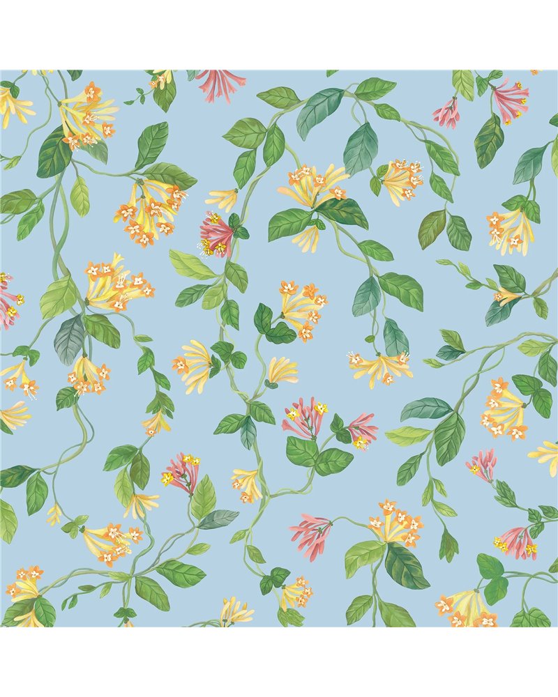 Flora Buttercup Yellow On Cornflower Blue 124-3018 Flora Buttercup Yellow On Cornflower Blue 124-3018