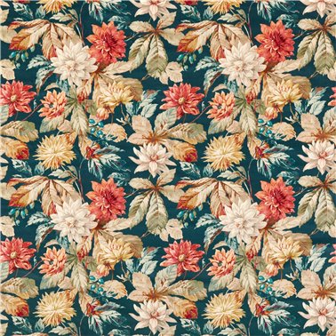 Dahlia and Rosehip Velvets Teal Russet DYSI226533