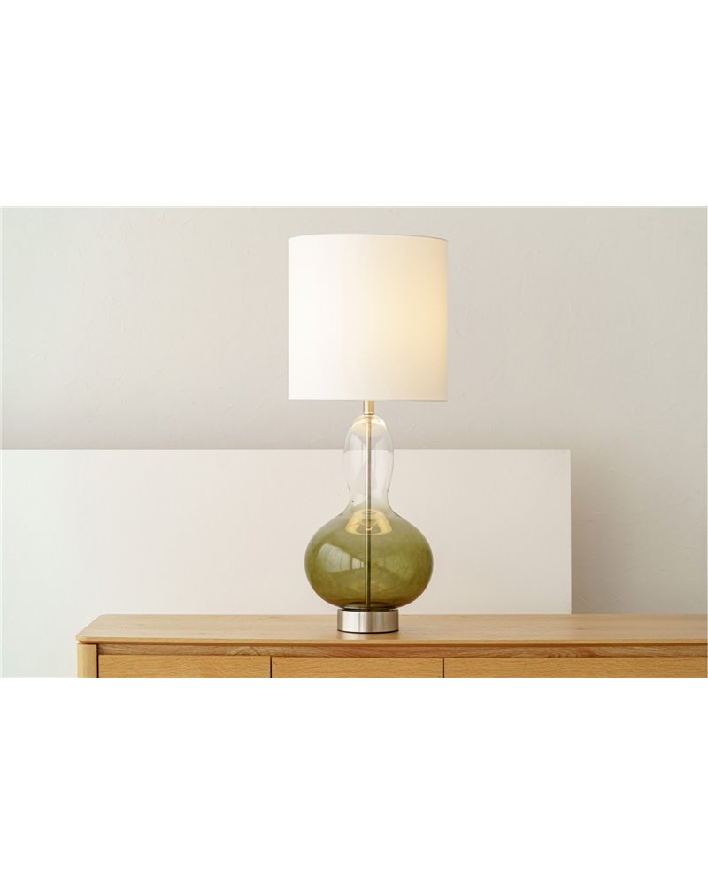 LÁMPARA MAE. VIDRIO VERDE CON PANTALLA LÁMPARA MAE. VIDRIO VERDE CON PANTALLA
