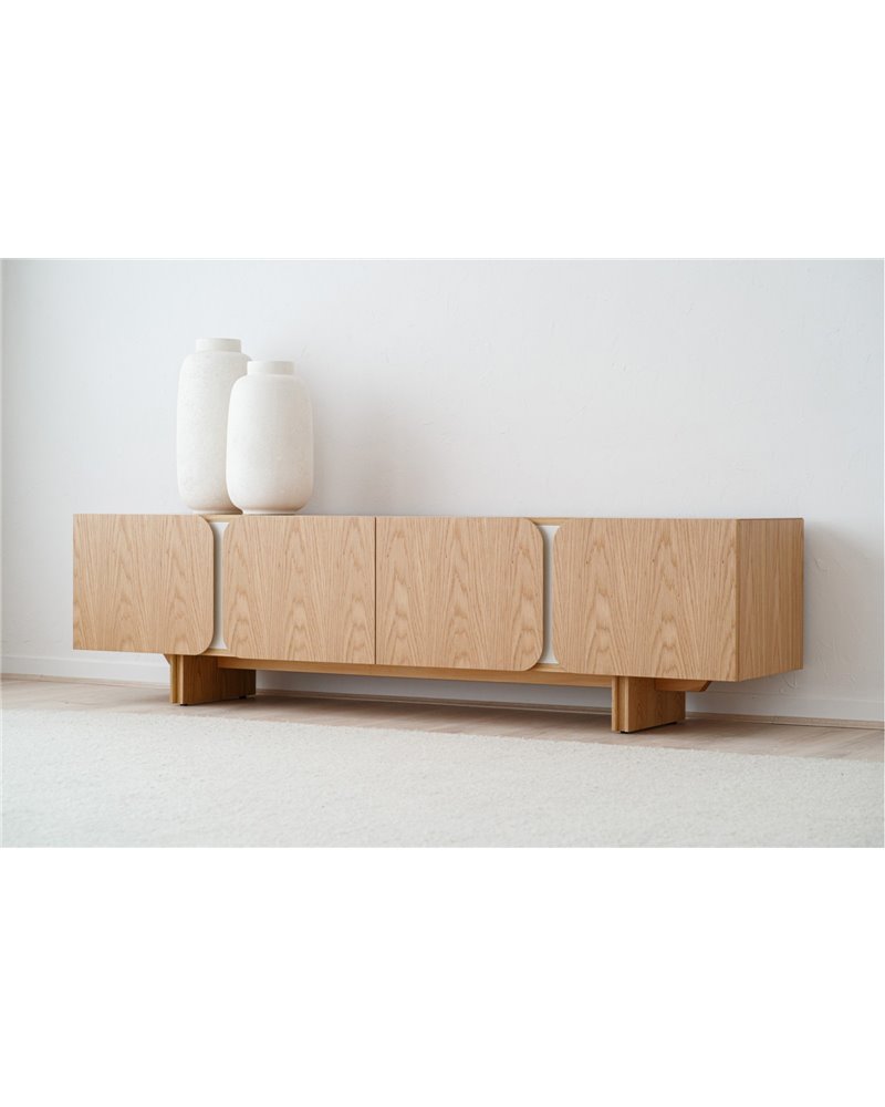 MUEBLE TV CURVA.ROBLE NATURAL,ARENA MATE MUEBLE TV CURVA.ROBLE NATURAL,ARENA MATE