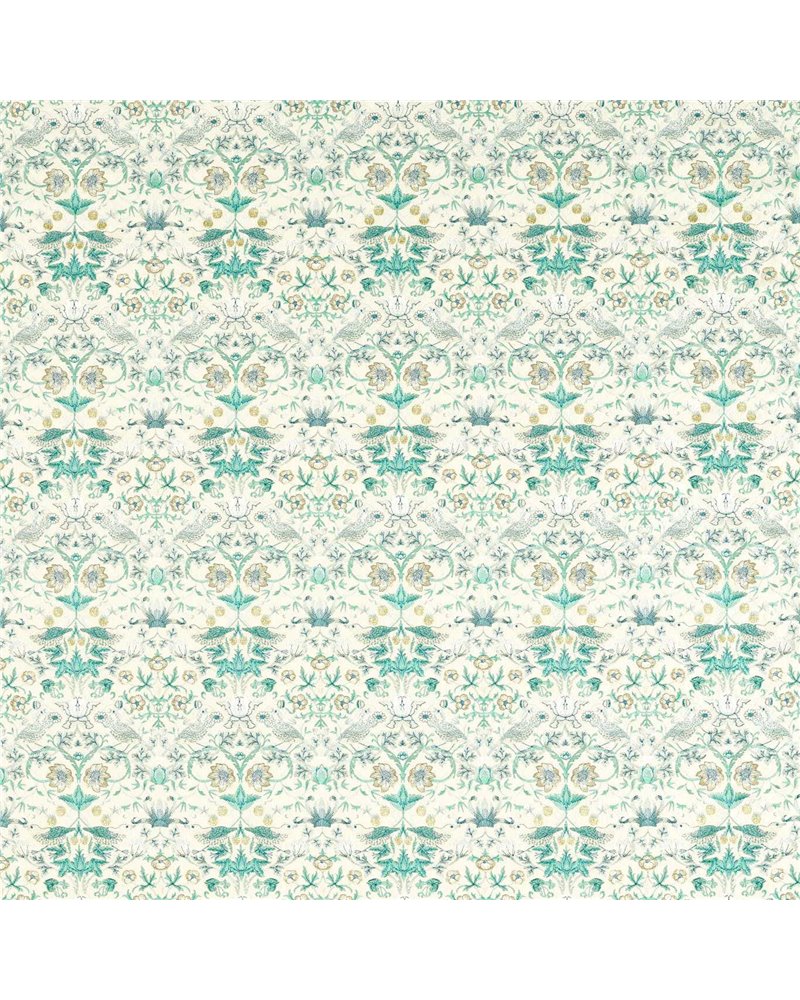 Strawberry Thief Embroidery Teal F1745-04 Strawberry Thief Embroidery Teal F1745-04