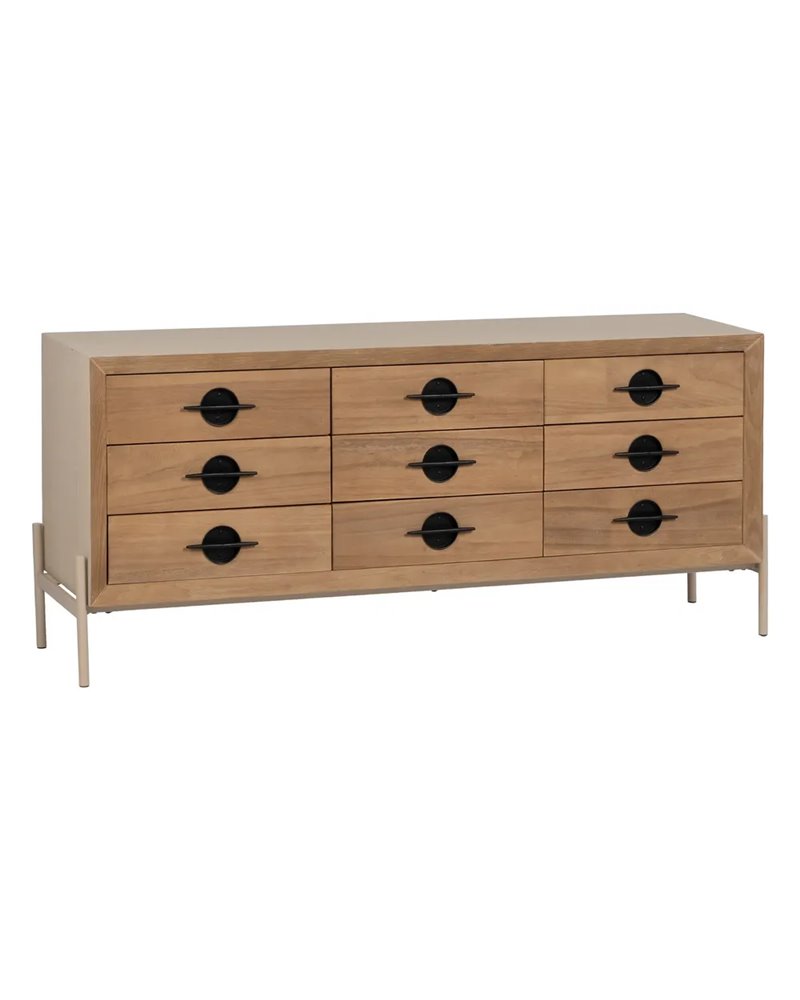 APARADOR BLANCO-NATURAL MADERA-METAL 148 X 38 X 66 CM REF.-611318