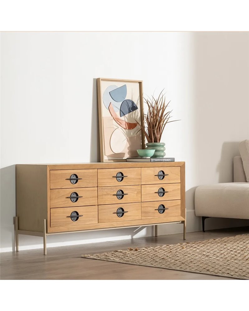 APARADOR BLANCO-NATURAL MADERA-METAL 148 X 38 X 66 CM REF.-611318
