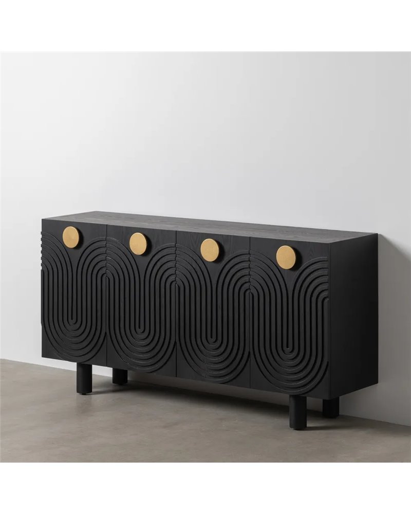 APARADOR NEGRO-ORO MADERA-METAL 160 X 40 X 80 CM REF.-611291 APARADOR NEGRO-ORO MADERA-METAL 160 X 40 X 80 CM REF.-611291