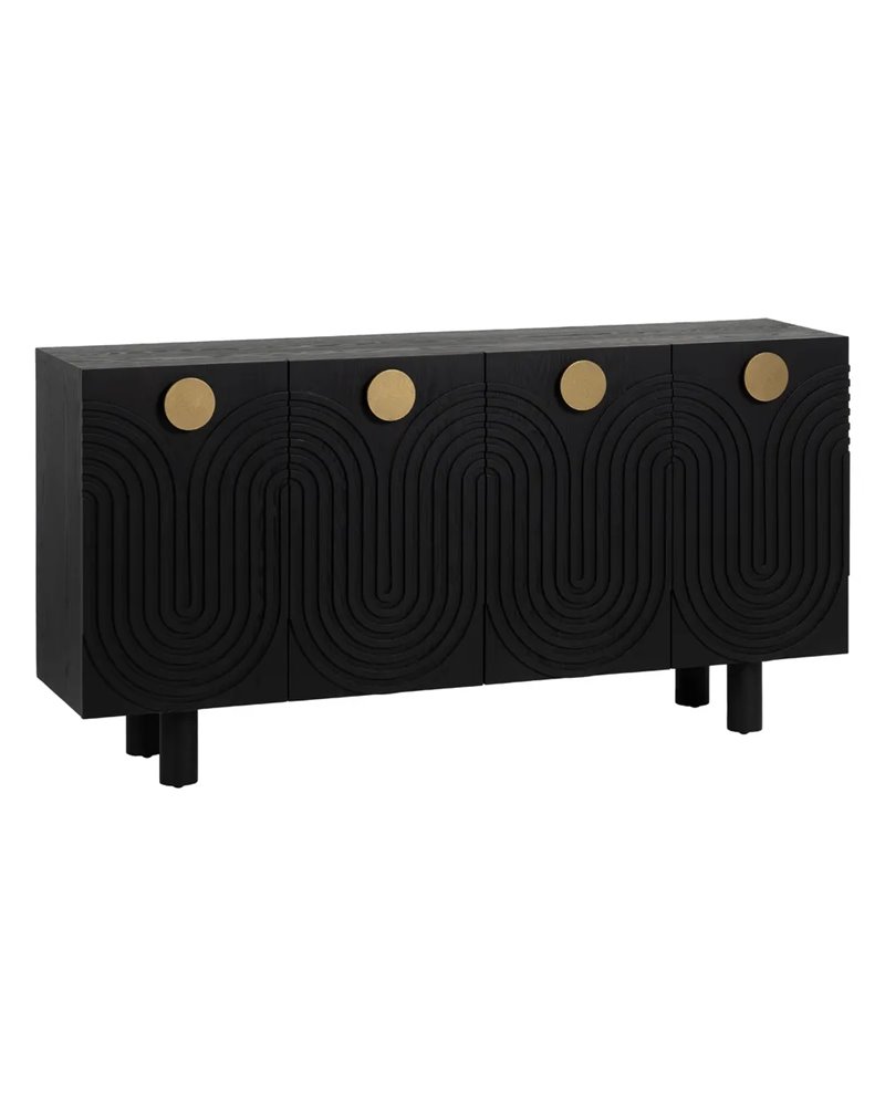 APARADOR NEGRO-ORO MADERA-METAL 160 X 40 X 80 CM REF.-611291