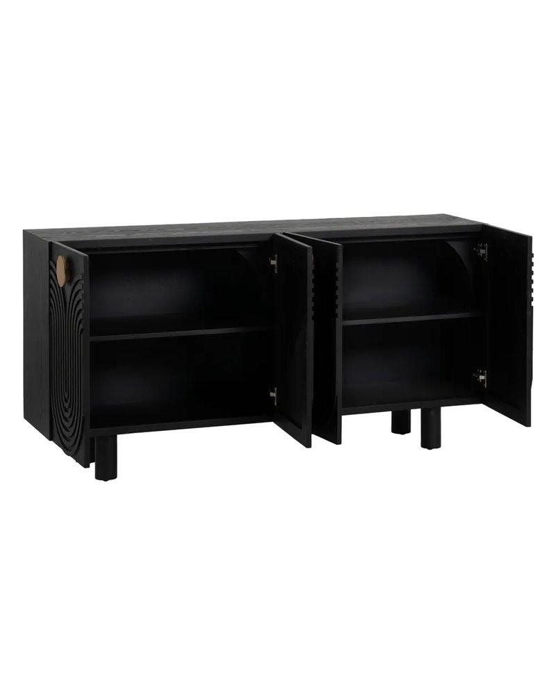 APARADOR NEGRO-ORO MADERA-METAL 160 X 40 X 80 CM REF.-611291