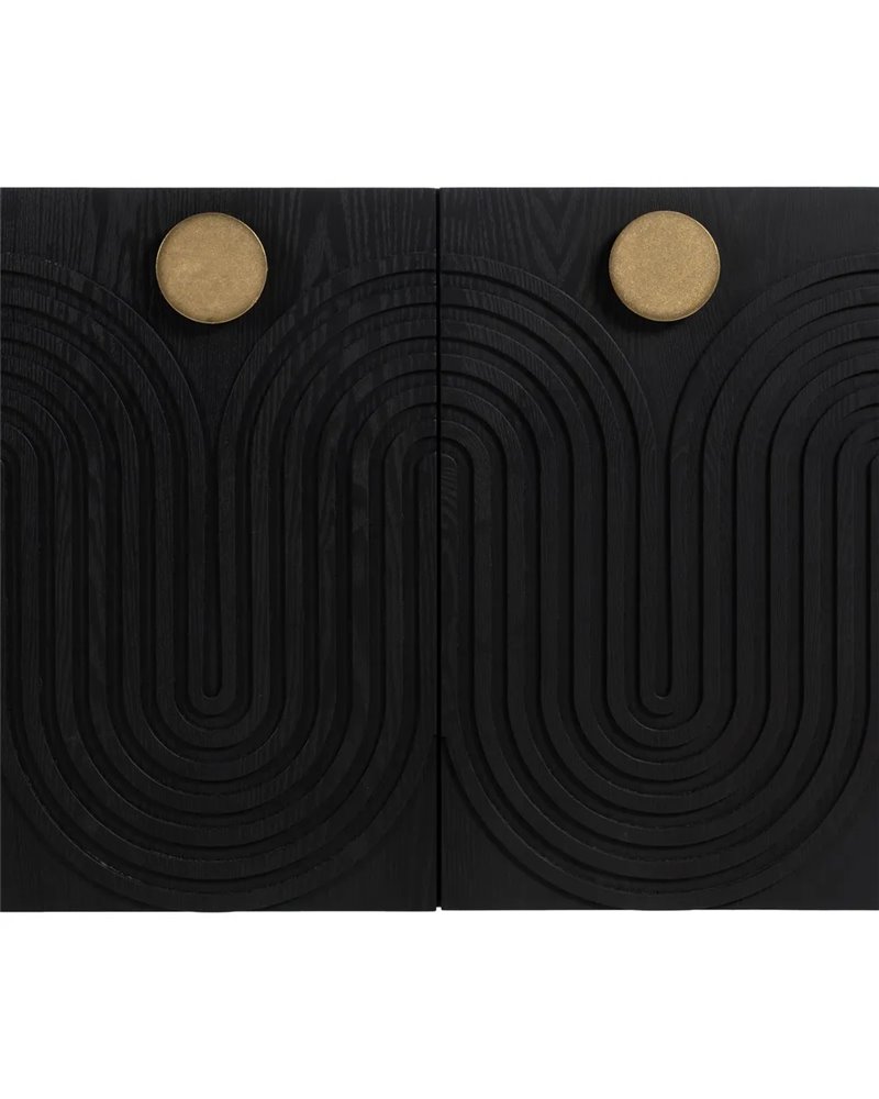 APARADOR NEGRO-ORO MADERA-METAL 160 X 40 X 80 CM REF.-611291