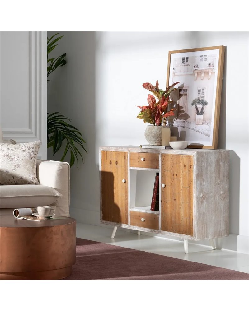 APARADOR BLANCO-NATURAL 120 X 35 X 80 CM REF.-604414