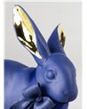Figura Conejito atento. Azul-dorado