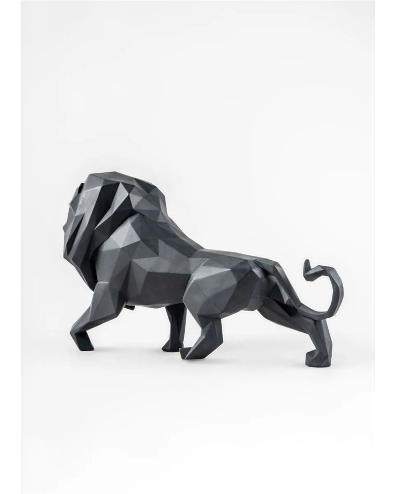 Escultura León. Negro mate