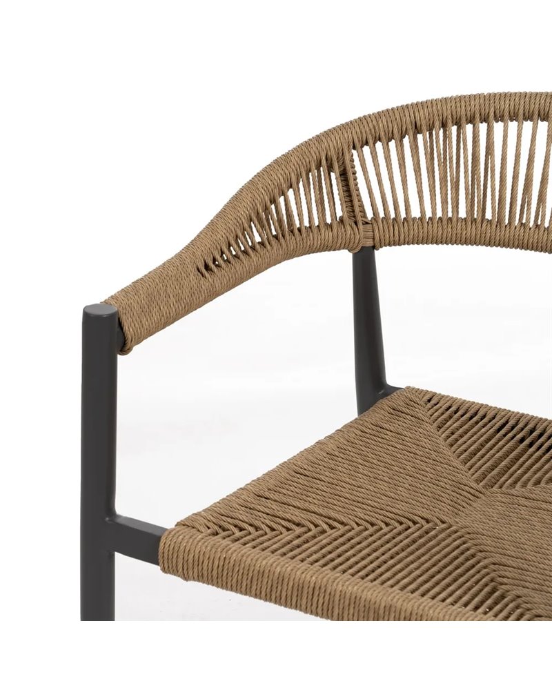 SILLA BEIGE-GRIS PE-ALUMINIO SALÓN 57,50 X 56 X 74 CM