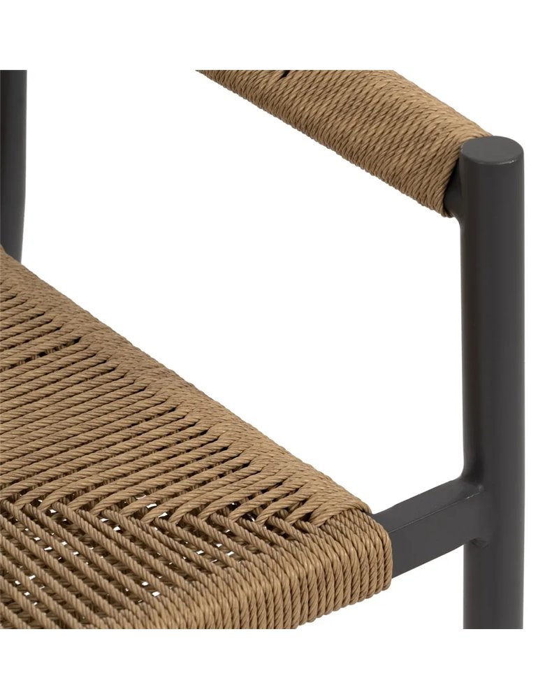 SILLA BEIGE-GRIS PE-ALUMINIO SALÓN 57,50 X 56 X 74 CM