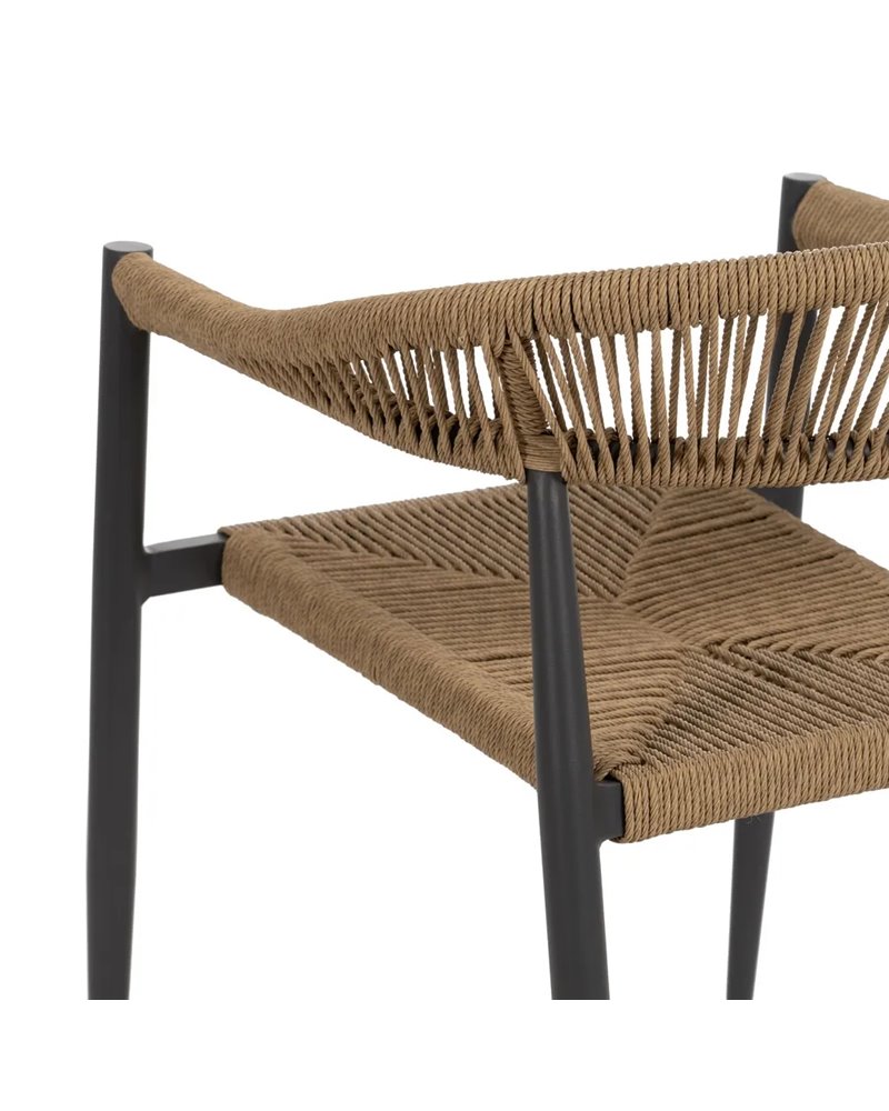 SILLA BEIGE-GRIS PE-ALUMINIO SALÓN 57,50 X 56 X 74 CM