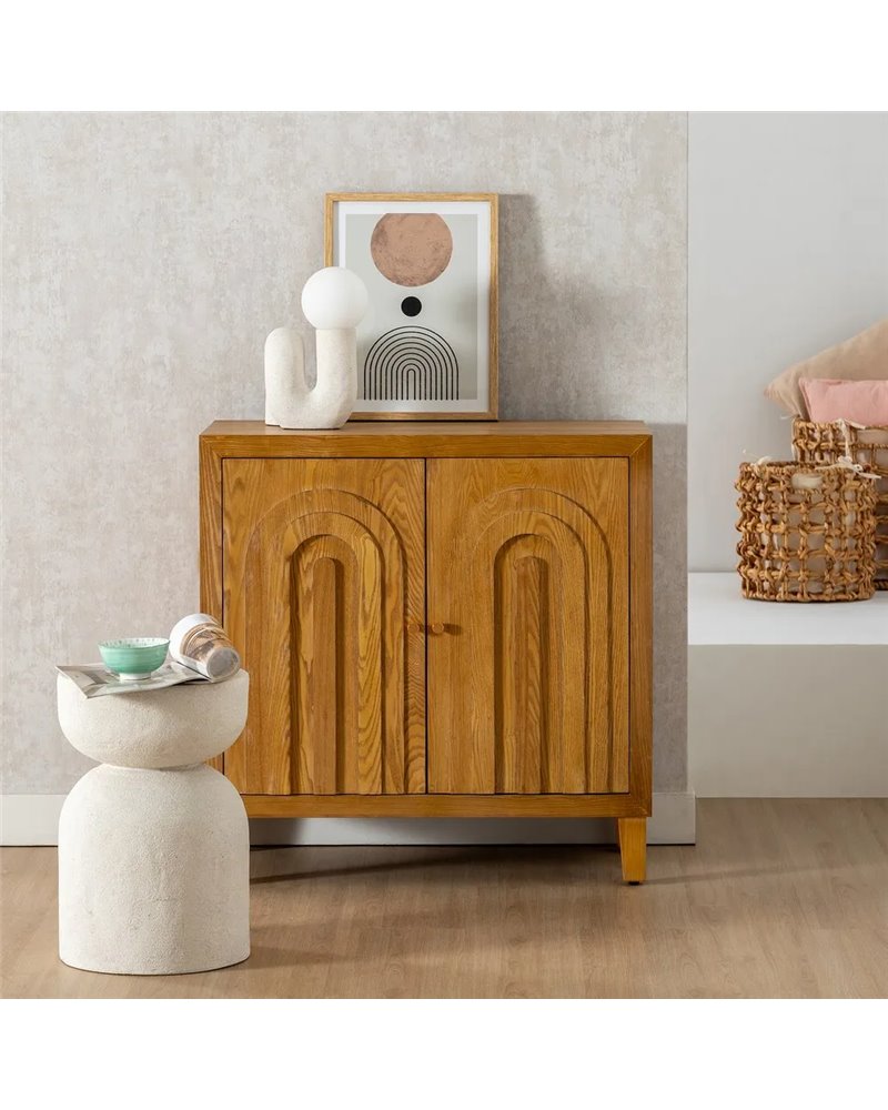 MUEBLE RECIBIDOR NATURAL MADERA 80 X 40 X 80 CM