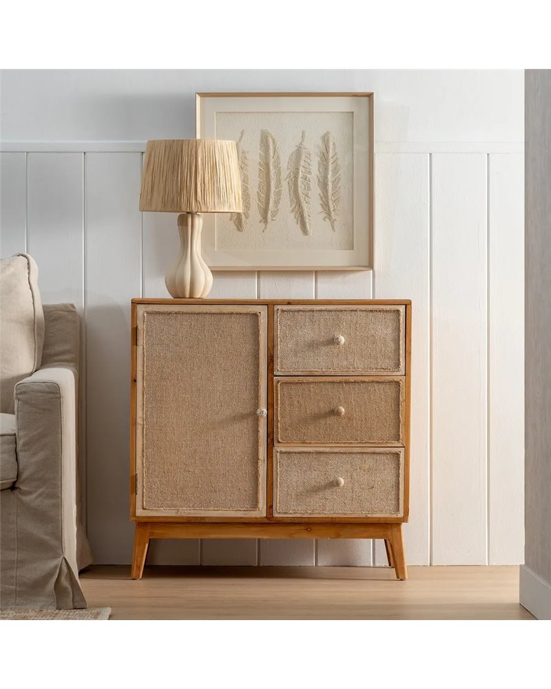 MUEBLE RECIBIDOR NATURAL DM-MADERA 75,50 X 37 X 75,50 CM