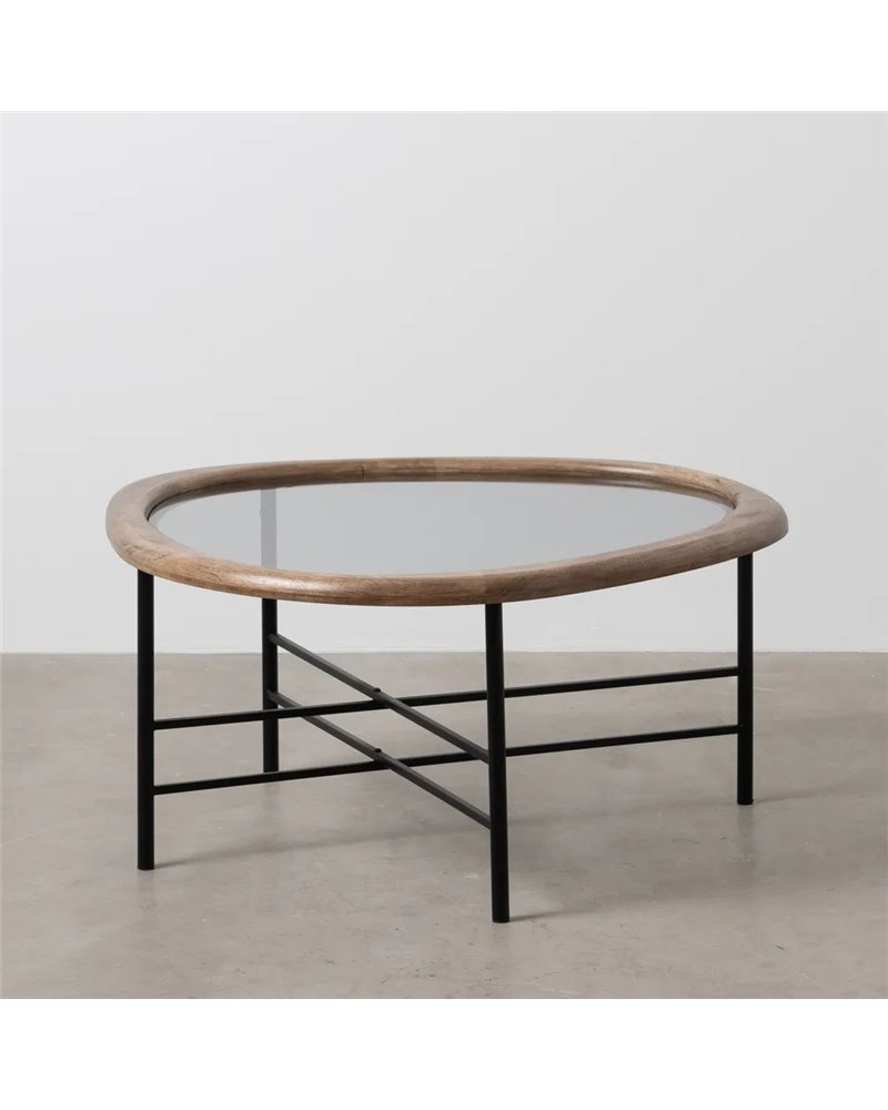 MESA CENTRO NATURAL-NEGRO MADERA-METAL 76 X 81 X 38 CM MESA CENTRO NATURAL-NEGRO MADERA-METAL 76 X 81 X 38 CM