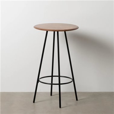 MESA BAR MARRÓN-NEGRO MADERA-METAL 60 X 60 X 105 CM