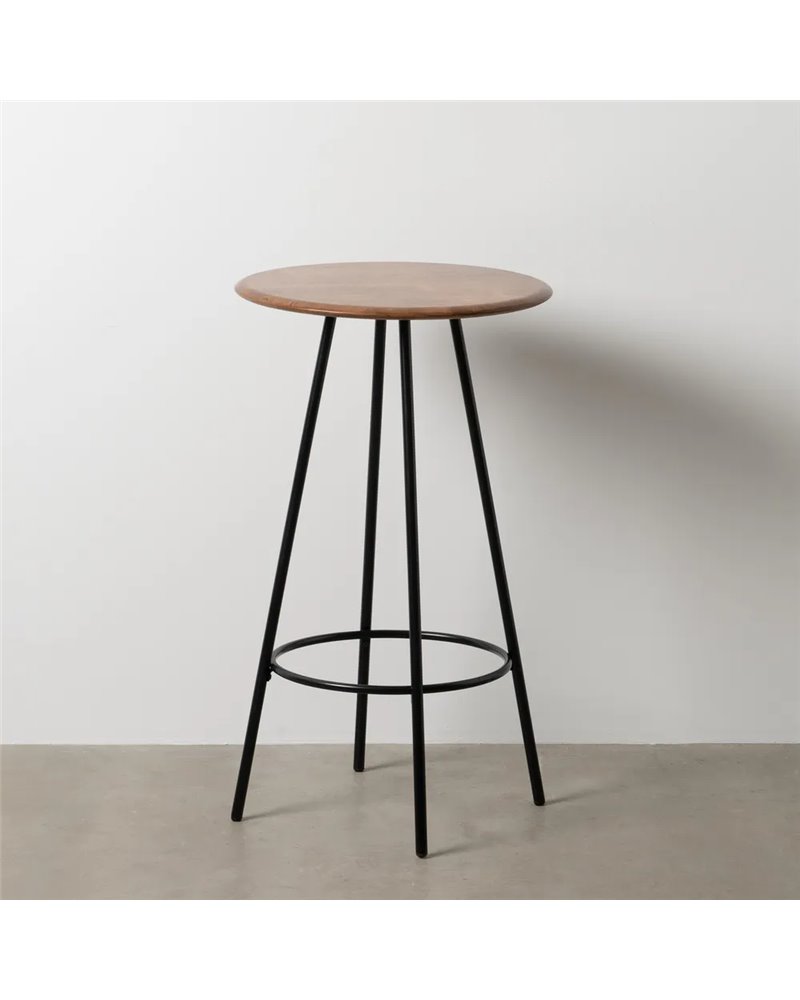 MESA BAR MARRÓN-NEGRO MADERA-METAL 60 X 60 X 105 CM