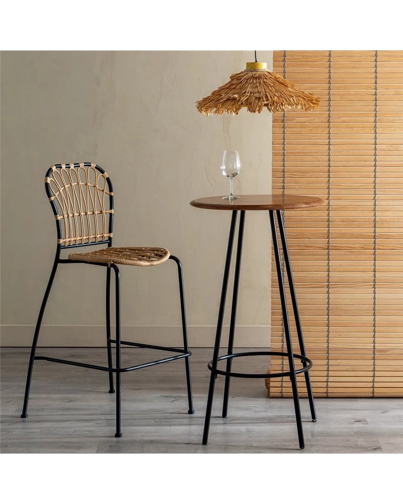 MESA BAR MARRÓN-NEGRO MADERA-METAL 60 X 60 X 105 CM