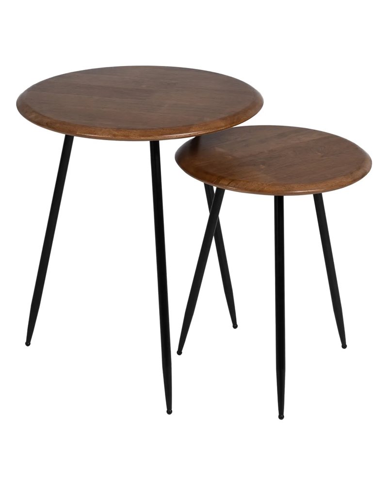 MESA AUXILIAR MARRÓN-NEGRO MADERA-METAL 50 X 50 X 60 CM