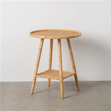 MESA AUXILIAR NATURAL RATÁN SALÓN 60 X 60 X 71 CM