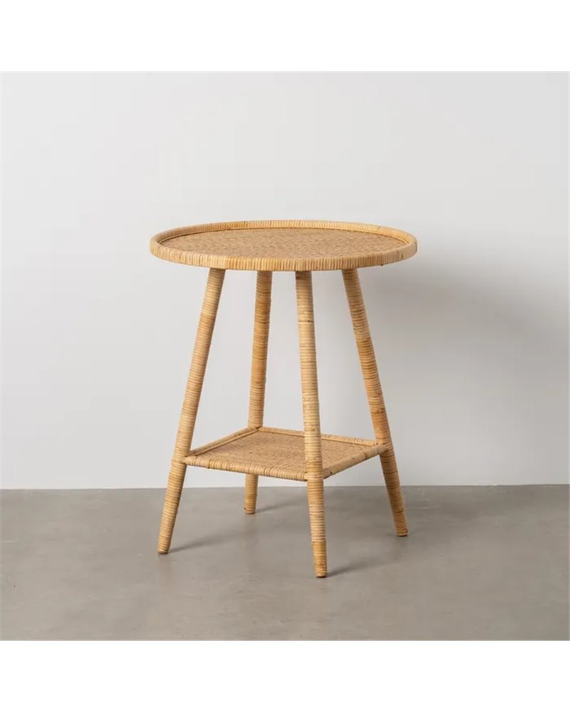 MESA AUXILIAR NATURAL RATÁN SALÓN 60 X 60 X 71 CM