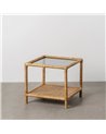 MESA AUXILIAR NATURAL RATÁN / CRISTAL 50 X 50 X 45 CM