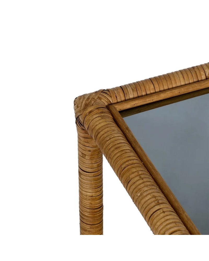 MESA AUXILIAR NATURAL RATÁN / CRISTAL 50 X 50 X 45 CM