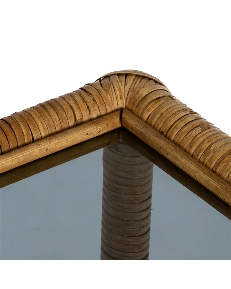 MESA AUXILIAR NATURAL RATÁN / CRISTAL 50 X 50 X 45 CM