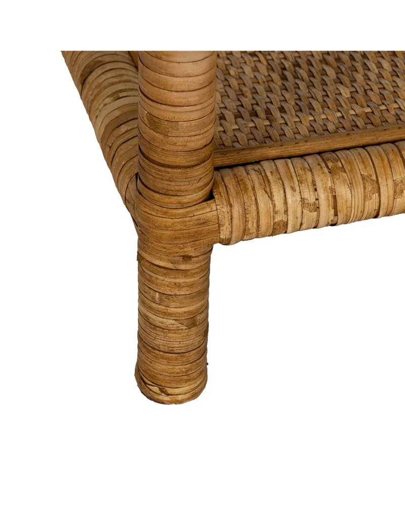 MESA AUXILIAR NATURAL RATÁN / CRISTAL 50 X 50 X 45 CM