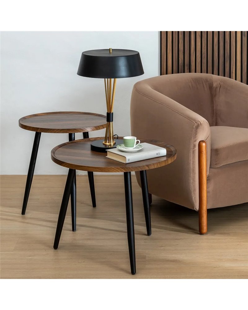 MESA AUXILIAR MARRÓN DM-METAL SALÓN 60 X 60 X 49,50 CM