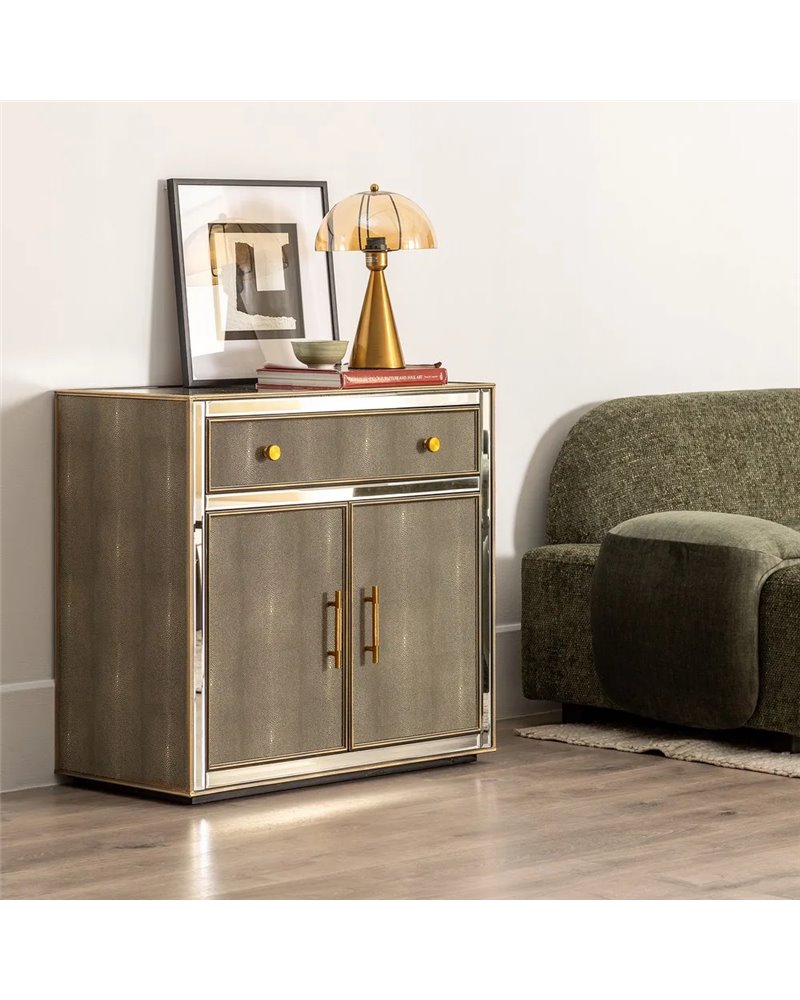 MUEBLE RECIBIDOR ESPEJO GRIS-PLATA 81 X 41 X 76,50 CM