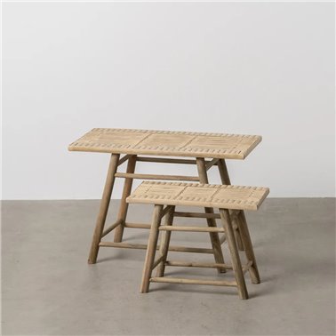 S/2 MESITAS NATURAL BAMBÚ 60 X 32 X 41 CM