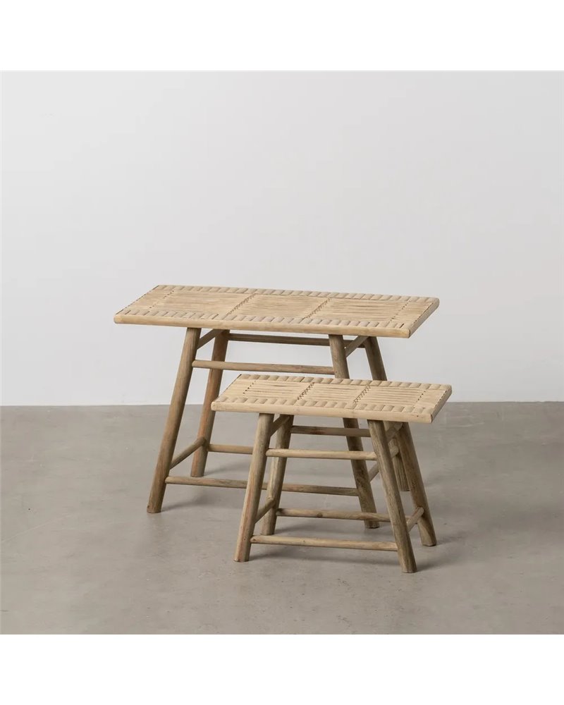 S/2 MESITAS NATURAL BAMBÚ 60 X 32 X 41 CM